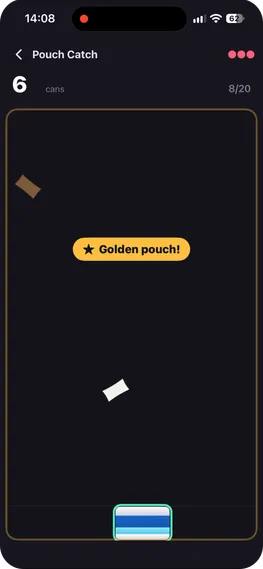 Breezer App – Pouch Catch minigame