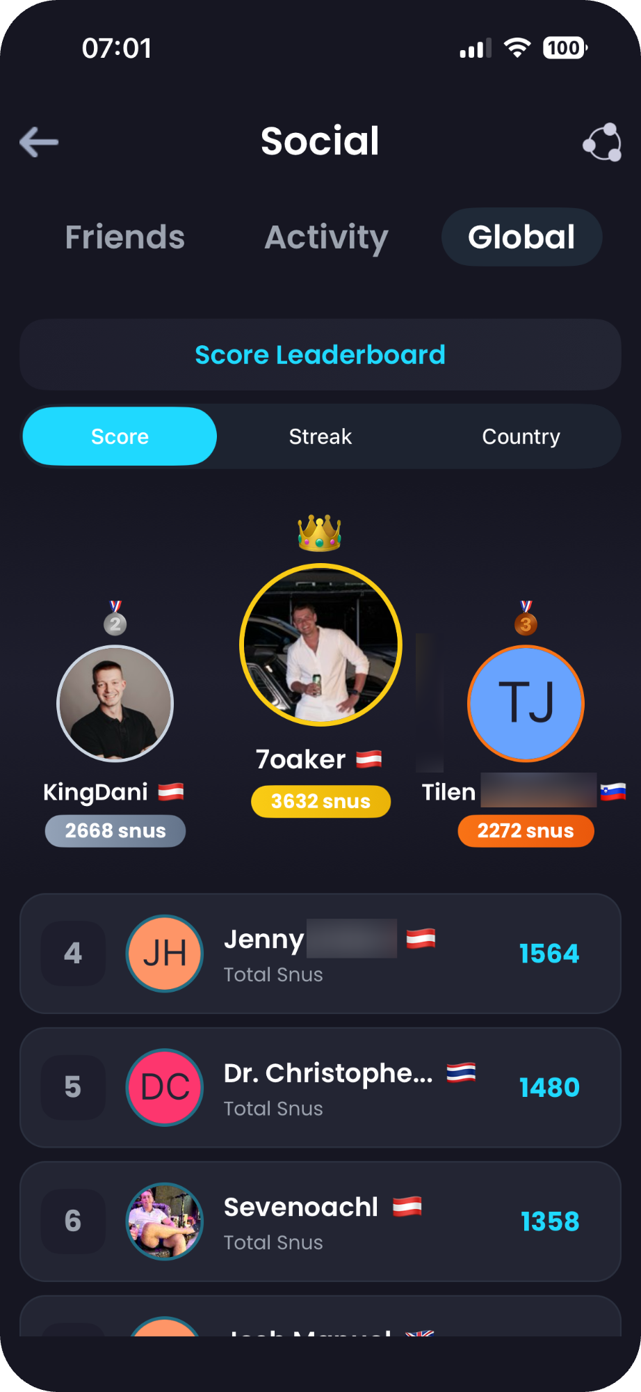 Breezer App – Global snus ranking leaderboard